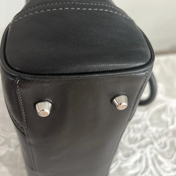 Coach Authentic EUC Hampton Smooth Black Leather Belted Detail Satchel Bag/COA - Picture 7 of 15